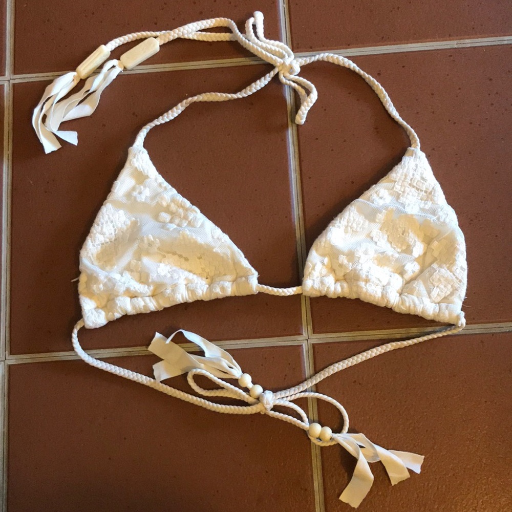 Blue life lace bikini top